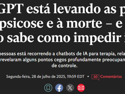 ChatGPT não evita suicídio: jovem de 29 anos se mata após “consulta” por IA